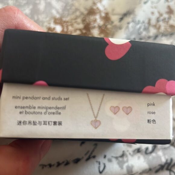 NWT  KATE SPADE heart pendant spade set pink - Picture 5 of 6